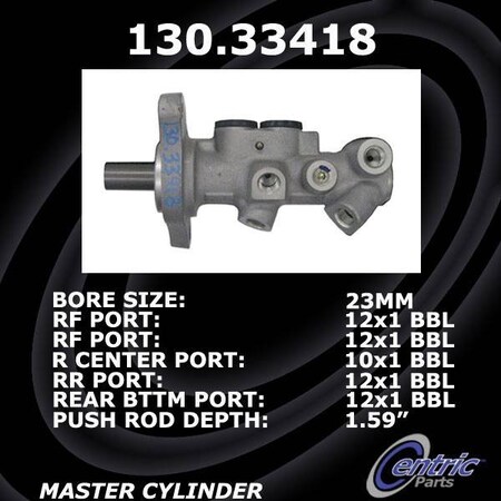 Centric Parts Premium Brake Master Cylinder, 130.33418 130.33418